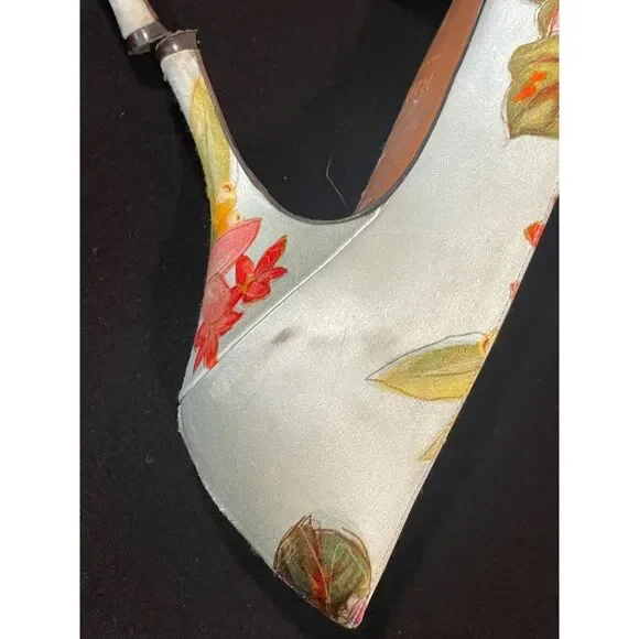 ~ Palter DeLiso 39 Monet Floral Silk Pump Size IT Italy Italian Heels Stiletto - Picture 11 of 16